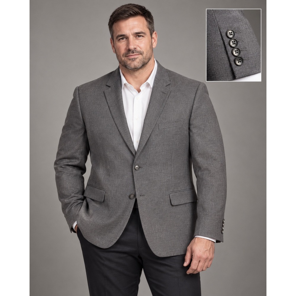 Jos. A. Bank Traveler Chelsea Grey Wool Tailored Fit Sport Coat Blazer 52R